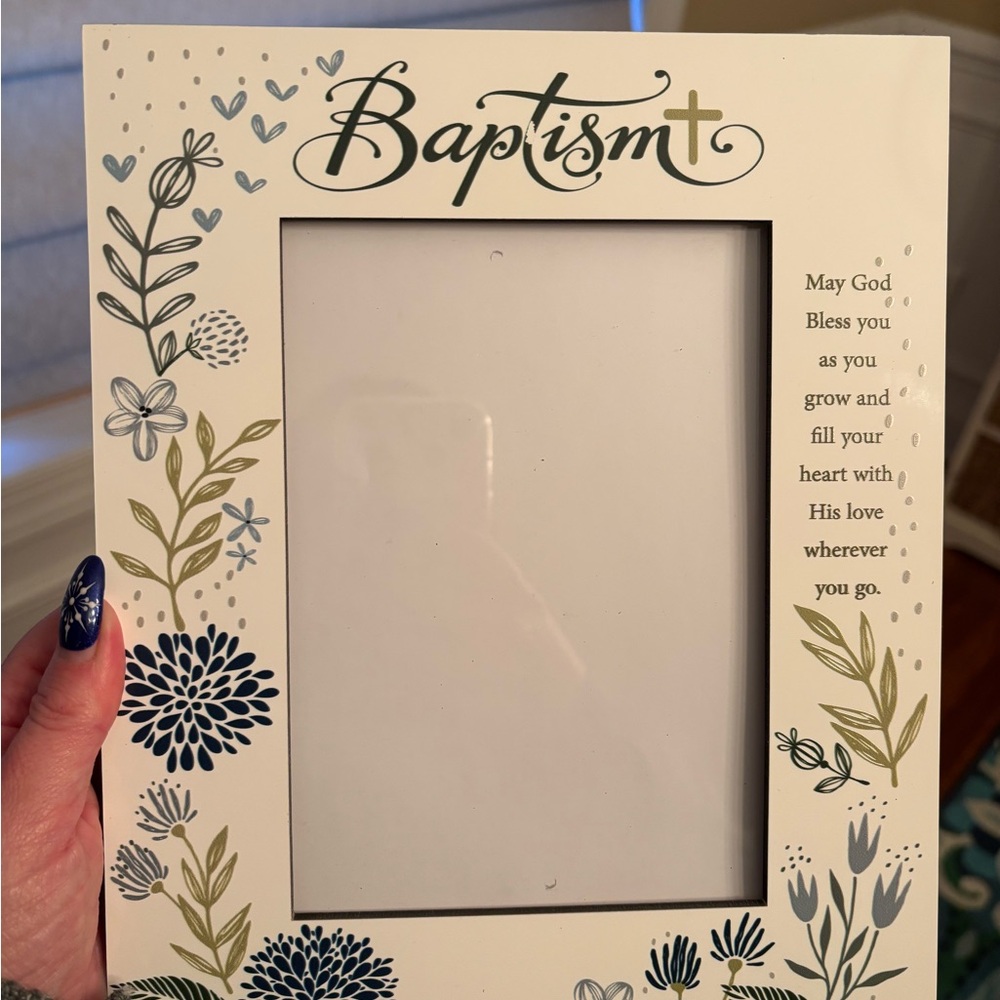 Floral Baptism Photo Frame 5x7